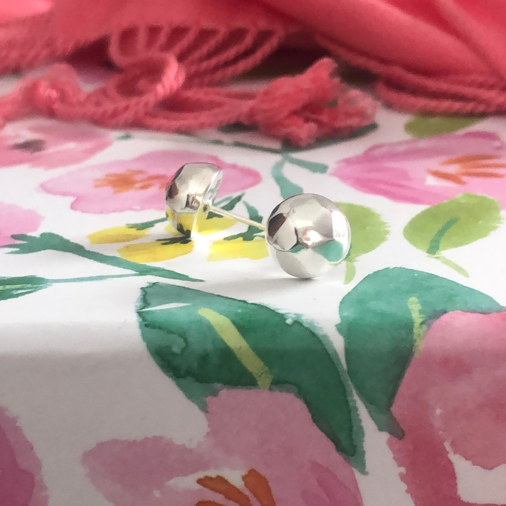 Hammered 10mm Half Ball Earring